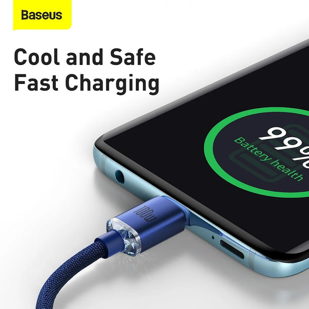 Baseus Crystal Shine Series Fast Charging Data Cable Type-C to Type-C 100W 1.2m Blue