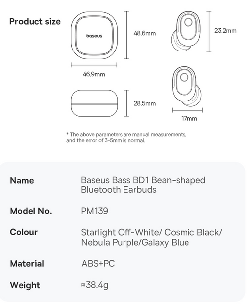 OS-Baseus Bass BD1 TWS True Wireless Earbuds Nebula Purple