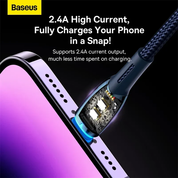 Baseus Glimmer Series Fast Charging Data Cable USB to iP 2.4A 2m Black