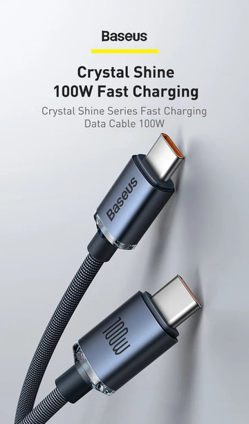 Baseus Crystal Shine Series Fast Charging Data Cable Type-C to Type-C 100W 1.2m Black