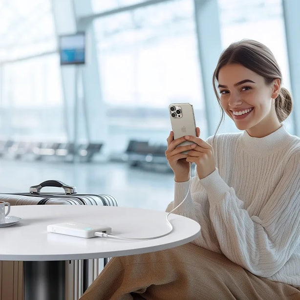 OS-Baseus EnerFill FP11 Power Bank 10000mAh 15W Moon White (Includes Simple Type-C to Type-C Cable 20V/3A 30cm White)
