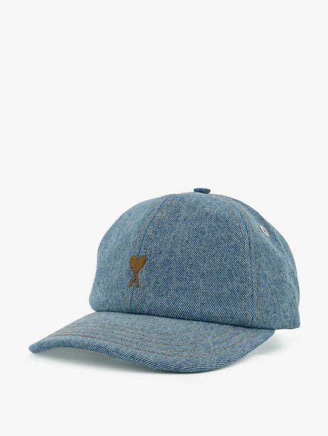 Ami Paris Blue denim hat with embroidered logo - Bleuused