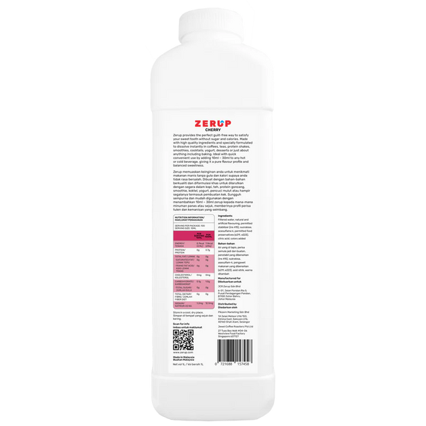 Zerup Zero Sugar Cherry Syrup 1L