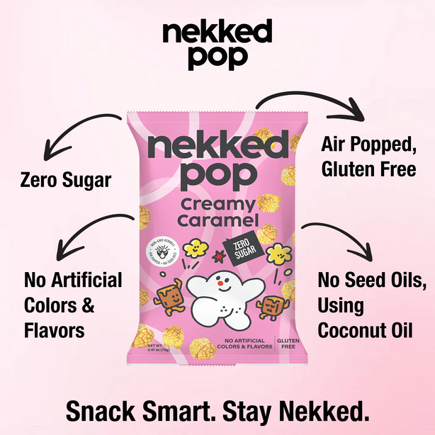Nekked Creamy Caramel 70g and White Cheddar & Parmesan Popcorn 70g (Bundle Pack)