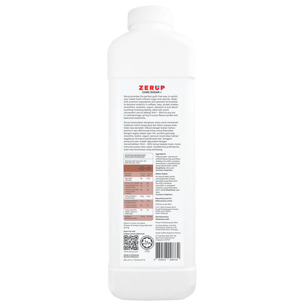 Zerup Zero Sugar Cane Sugar + Syrup 1L