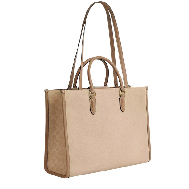 Coach Maggie Tote Bag In Colorblock - Dark Natural Multi CAK59