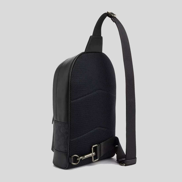 COACH West Pack In Signature Canvas With Varsity Stripe Charcoal/Denim/Chalk RS-CV923