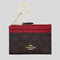 COACH Mini Skinny ID Case In Signature Canvas Walnut/True Red RS-CW870