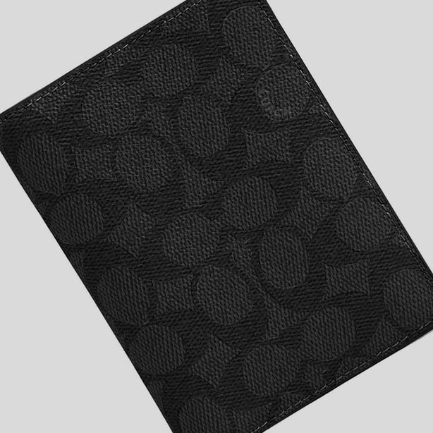COACH Passport Card Case In Signature Canvas Charcoal/Black RS-CW170