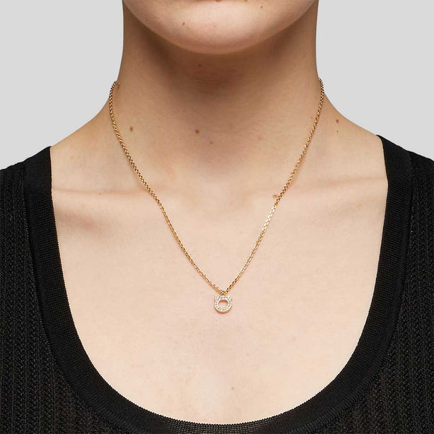 FERRAGAMO Crystals Necklace Gold Color RS-696654