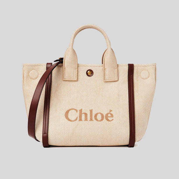 CHLOE Small Chloe Carry Tote Bag In Raffia Effect Fibres Hot Sand RS-CH25US911P1924P