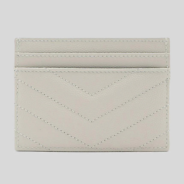SAINT LAURENT YSL Cassandre Matelasse Card Case In Grain De Poudre Embossed Leather Crema Soft RS-423291