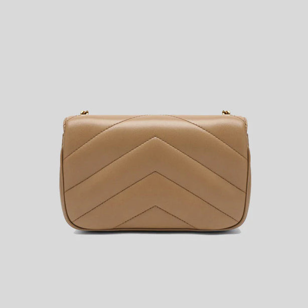 SAINT LAURENT YSL Loulou Mini Chain Bag In Quilted Lambskin Beige RS-821749AAEAX