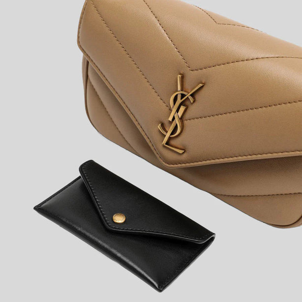 SAINT LAURENT YSL Loulou Mini Chain Bag In Quilted Lambskin Beige RS-821749AAEAX