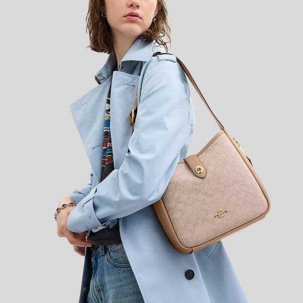 COACH Hadley Convertible Crossbody Bag With Signature Canvas Dark Natural Multi RS-CAK50