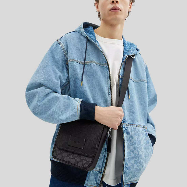 COACH Lucas Crossbody Bag In Signature Jacquard Charcoal/Black RS-CAT13
