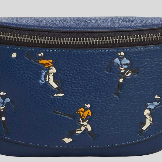 COACH Warren Mini Belt Bag With Baseball Print Deep Blue Multi RS-CAX43