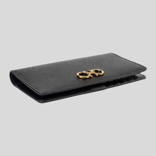 FERRAGAMO Gancini Continental Wallet Black RS-726510