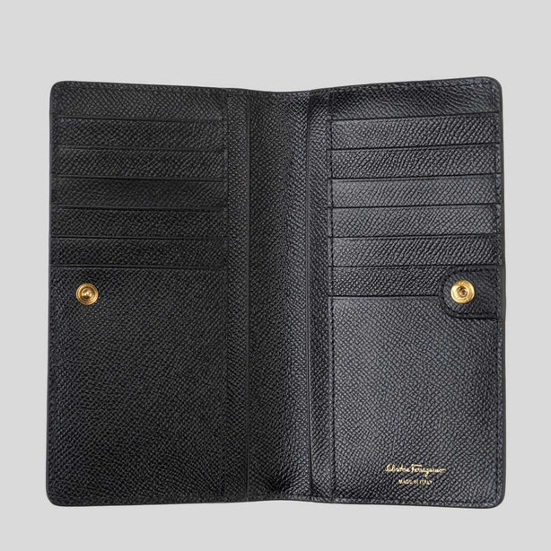 FERRAGAMO Gancini Continental Wallet Black RS-726510