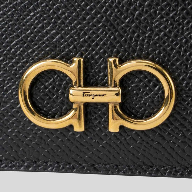 FERRAGAMO Gancini Continental Wallet Black RS-726510