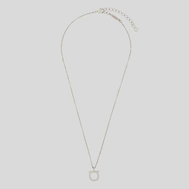 FERRAGAMO Crystals Necklace Silver Color RS-696655