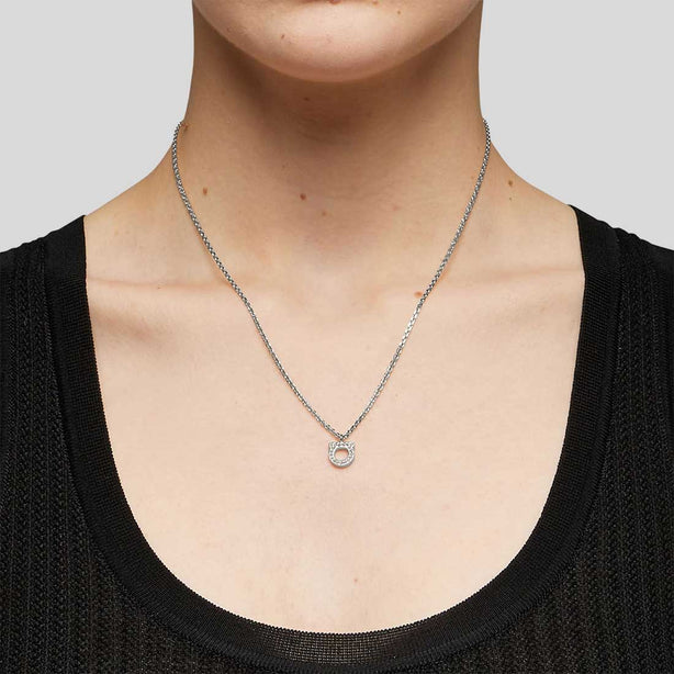 FERRAGAMO Crystals Necklace Silver Color RS-696655