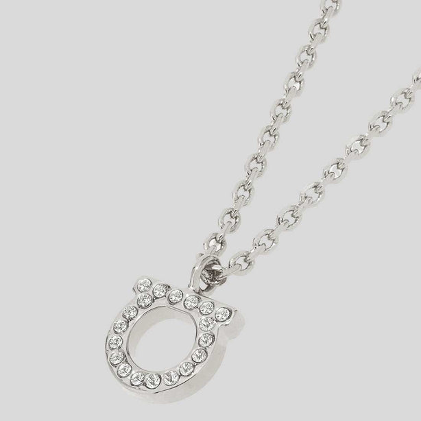 FERRAGAMO Crystals Necklace Silver Color RS-696655