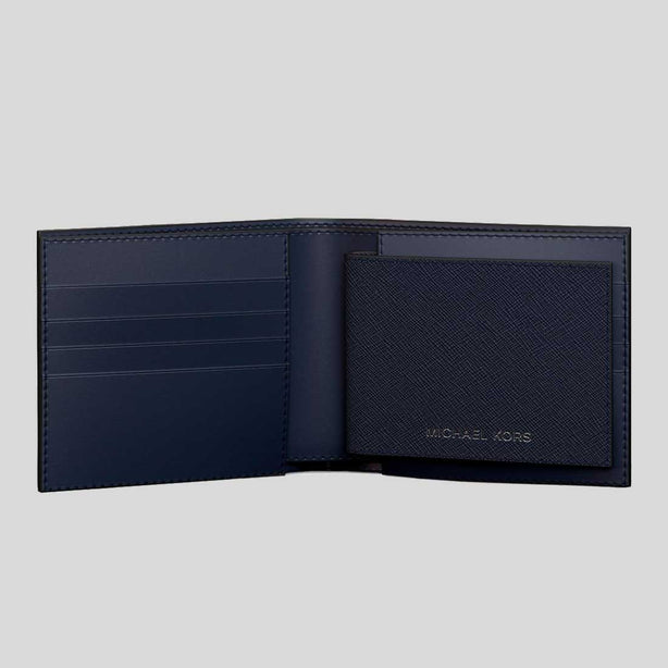 MICHAEL KORS Cooper Saffiano Leather Billfold Wallet With Passcase Navy RS-36S5LCOF2U