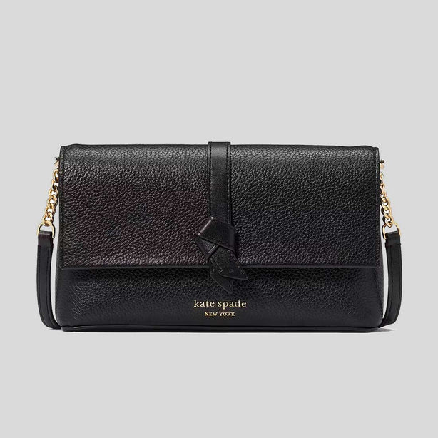 KATE SPADE Knott Flap Chain Crossbody Bag Black RS-KH154