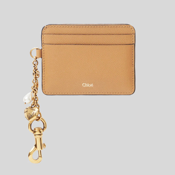 CHLOE Charms Card Holder In Grained Leather Biscotti Beige RS-CH25AP977Q12268