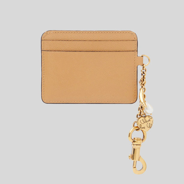CHLOE Charms Card Holder In Grained Leather Biscotti Beige RS-CH25AP977Q12268