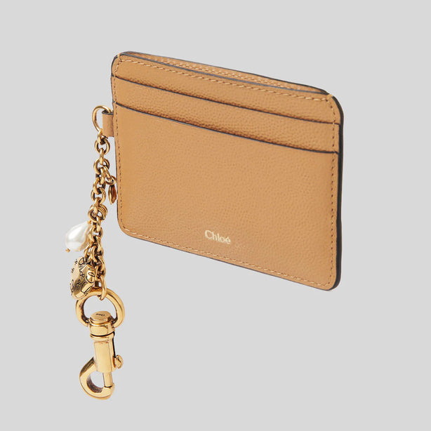 CHLOE Charms Card Holder In Grained Leather Biscotti Beige RS-CH25AP977Q12268