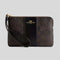 COACH Corner Zip Wristlet In Signature Canvas With Stripe Walnut/Black RS-CW854