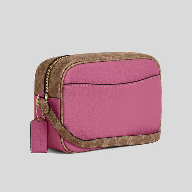 COACH Jamie Camera Bag In Signature Canvas Pink/Tan RS-CBM24