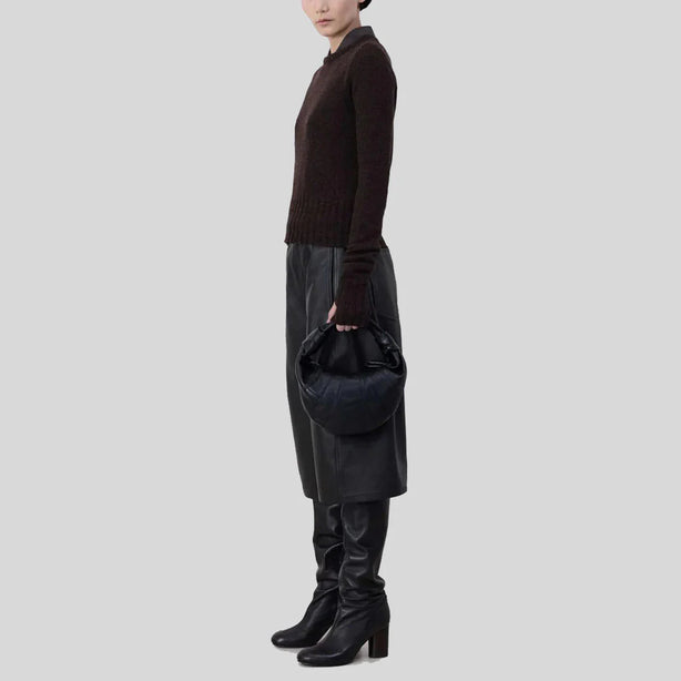 LEMAIRE Mini Fortune Croissant Bag Soft Nappa Leather Black RS-BG0125LL095