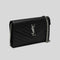 SAINT LAURENT YSL Matelasse Chain Wallet In Grain De Poudre Embossed Leather Black/Silver RS-377828BOW02