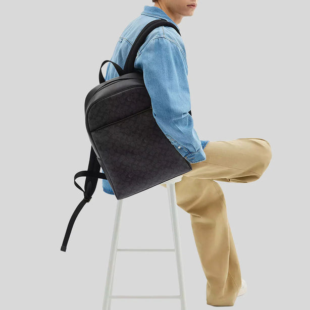 COACH Owen Backpack In Signature Canvas Charcoal Black RS-CAJ90