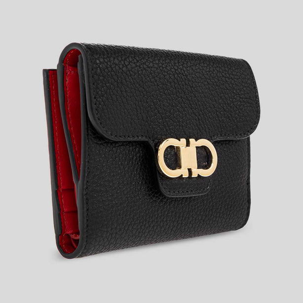 FERRAGAMO Gancini Compact Wallet Black RS-785777