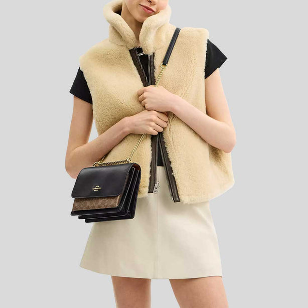 COACH Klare Crossbody Bag In Signature Canvas Tan/Black RS-CV978