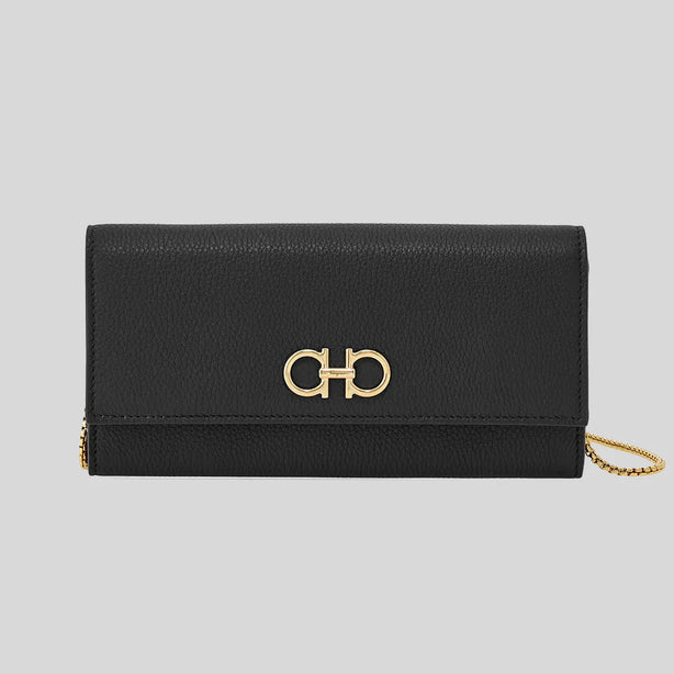 FERRAGAMO Gancini Wallet With Chain Black RS-0770374