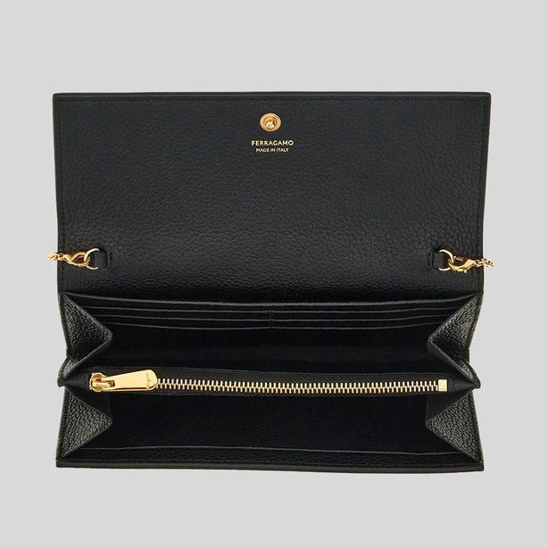 FERRAGAMO Gancini Wallet With Chain Black RS-0770374