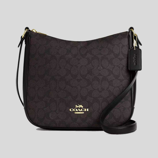 COACH Ellie File Bag In Signature Canvas Walnut/Black RS-CZ177