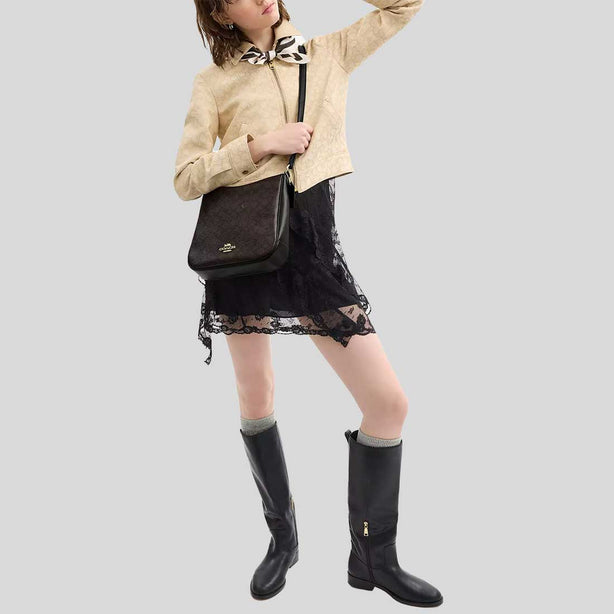COACH Ellie File Bag In Signature Canvas Walnut/Black RS-CZ177