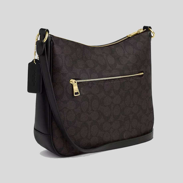 COACH Ellie File Bag In Signature Canvas Walnut/Black RS-CZ177