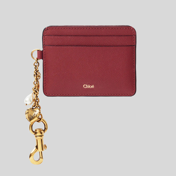 CHLOE Charms Card Holder In Grained Leather Brunet Red RS-CH25AP977Q12622