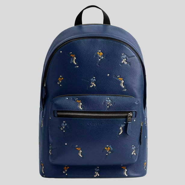 COACH West Backpack With Baseball Print Deep Blue Multi RS-CAX47