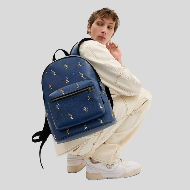 COACH West Backpack With Baseball Print Deep Blue Multi RS-CAX47