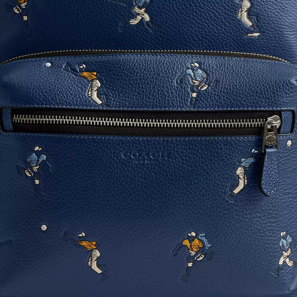 COACH West Backpack With Baseball Print Deep Blue Multi RS-CAX47