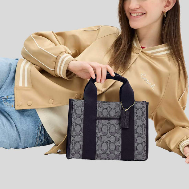 COACH Smith Tote Bag 24 In Signature Jacquard Navy/Midnight Navy RS-CAR78