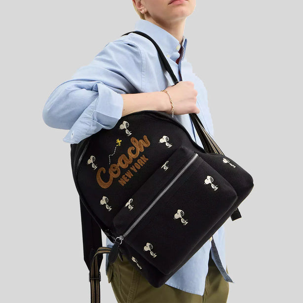 COACH Coach X Peanuts Snoopy Cargo Backpack Black Multi RS-CBF69
